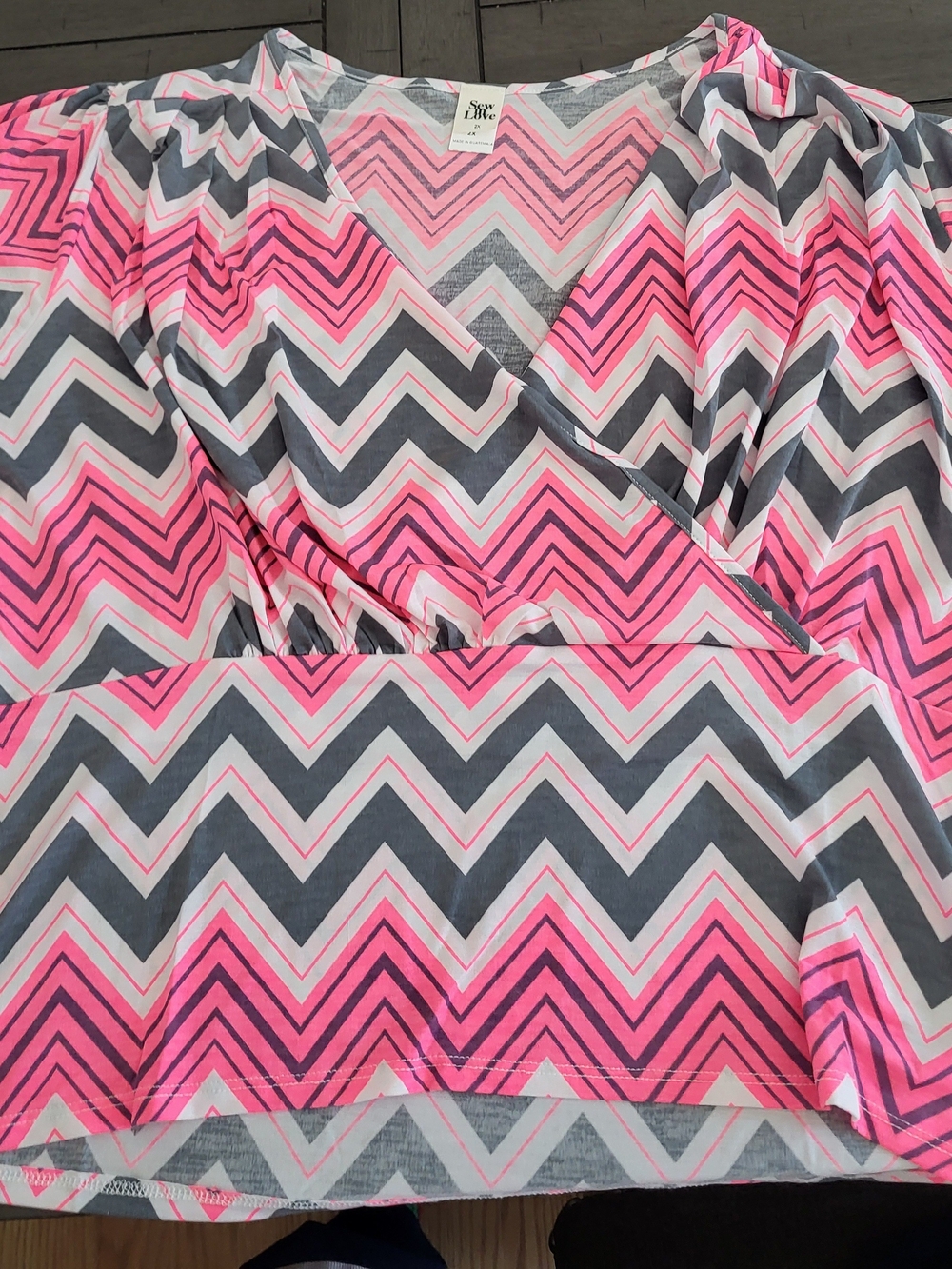 Sew In Love Pink and Gray Chevron Wrap Crop Top